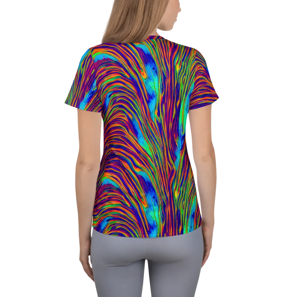 Lux Waves on Women's Athletic T-Shirt — Back
