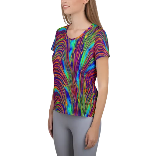 Lux Waves on a Women's Athletic T-Shirt