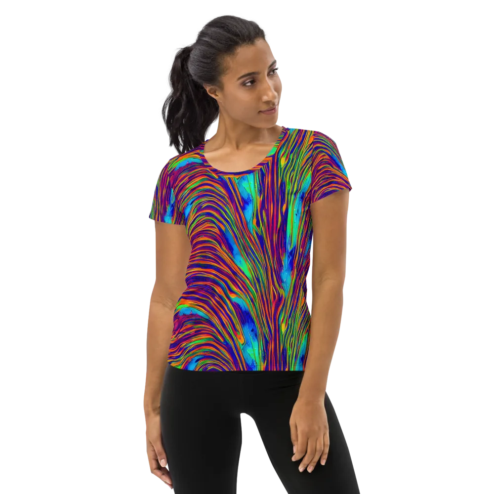 Lux Waves on Women's Athletic T-Shirt — Front