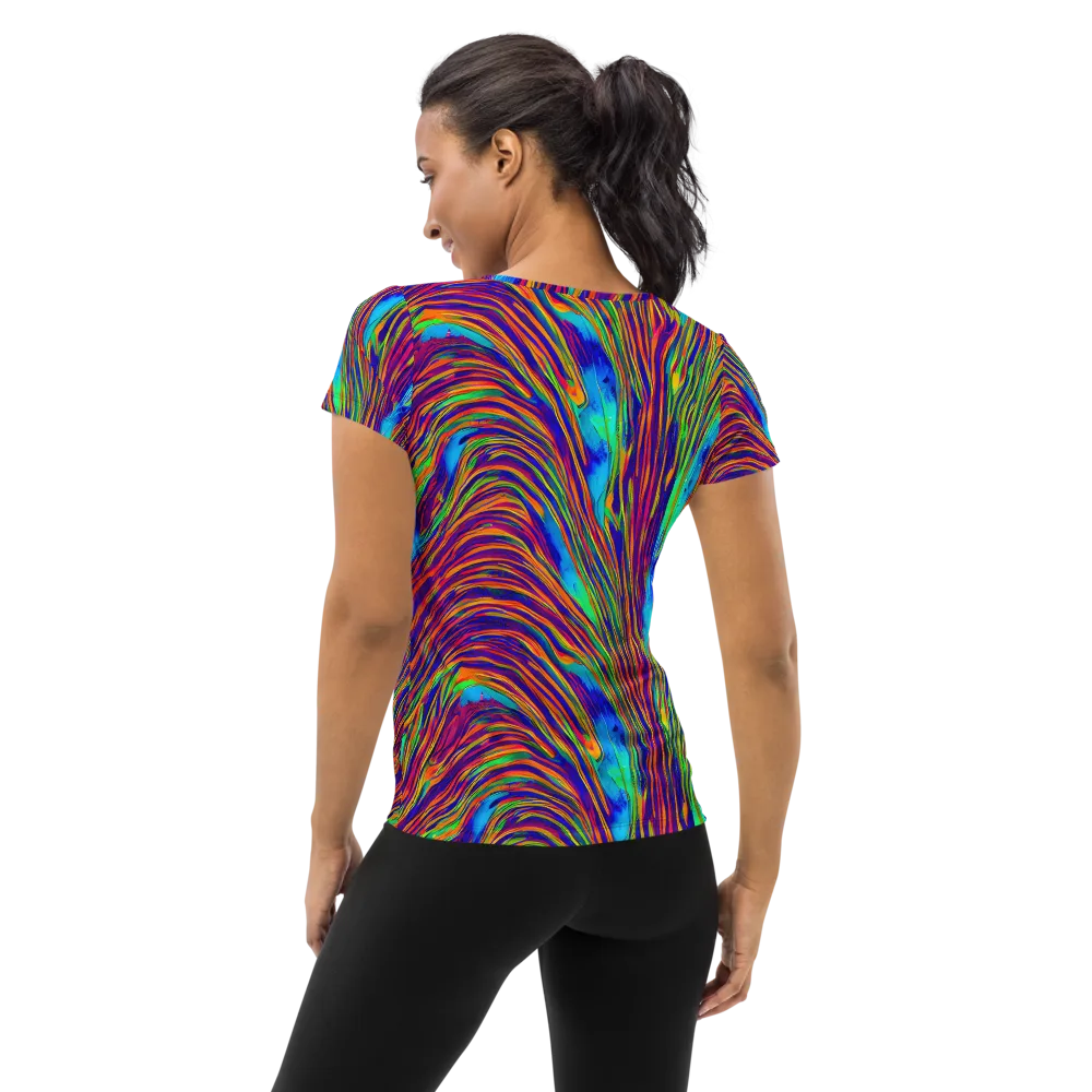 Lux Waves on Women's Athletic T-Shirt — Back