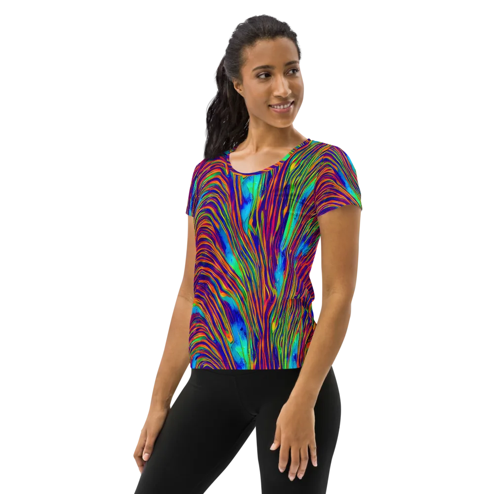 Lux Waves on Women's Athletic T-Shirt — Left