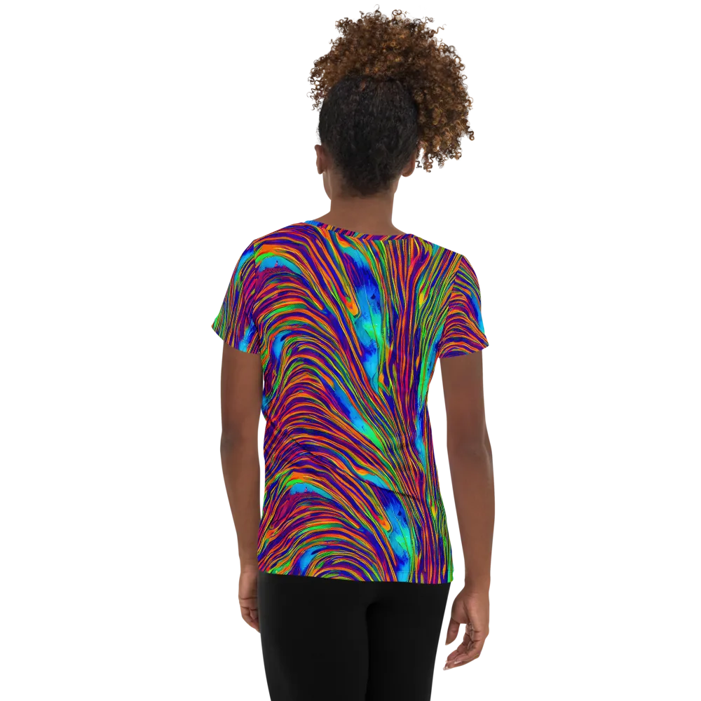 Lux Waves on Women's Athletic T-Shirt — Back