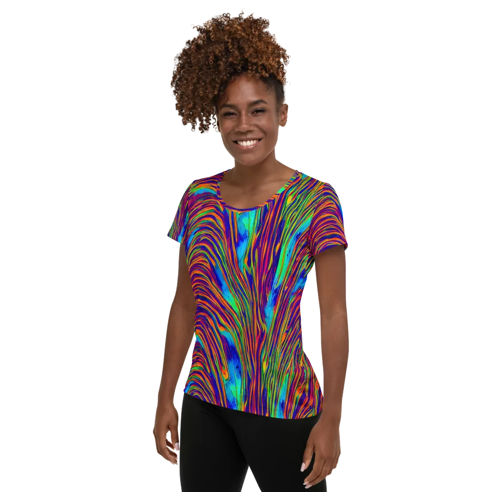 Lux Waves on Women's Athletic T-Shirt — Left