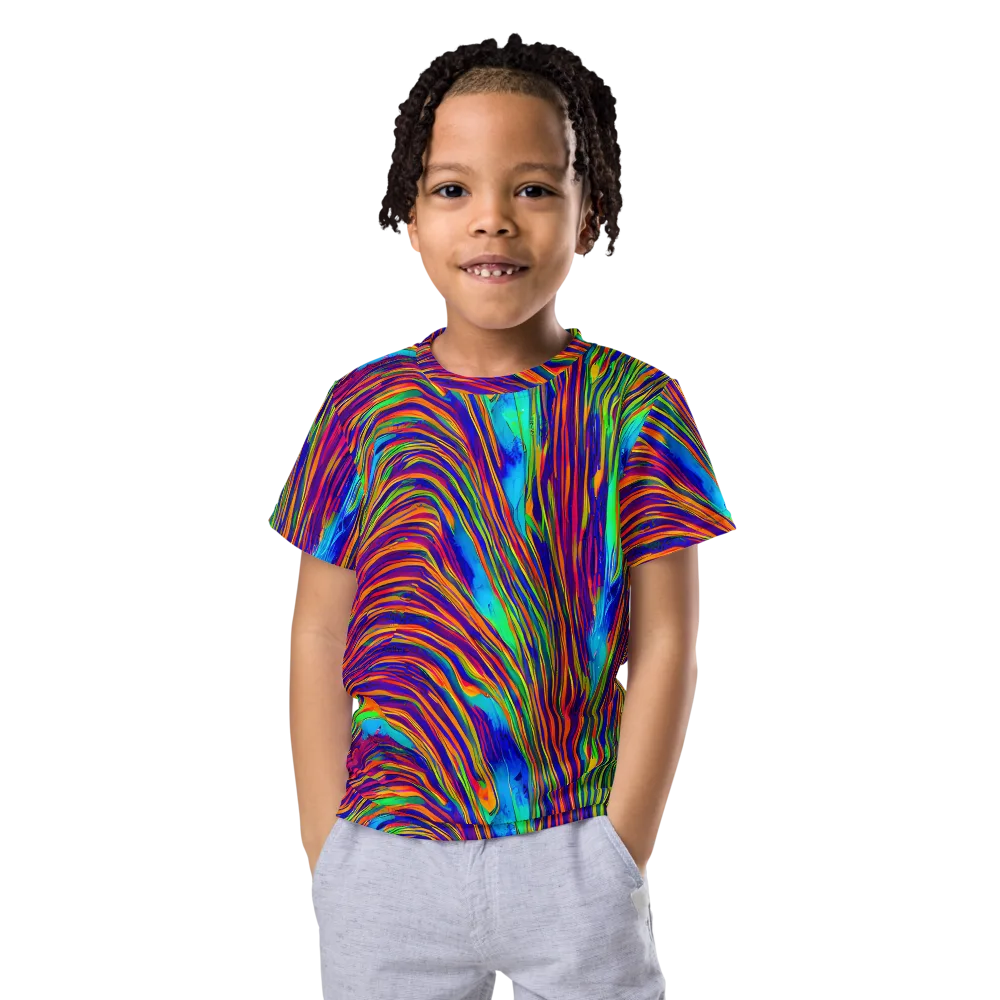 Lux Waves on Kids Crew Neck T-Shirt — Front