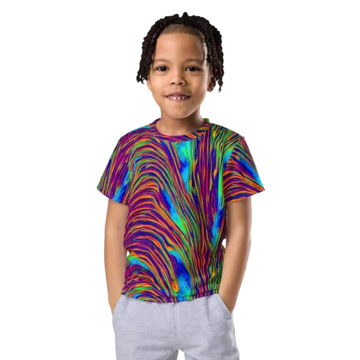 Lux Waves on a Kids Crew Neck T-Shirt