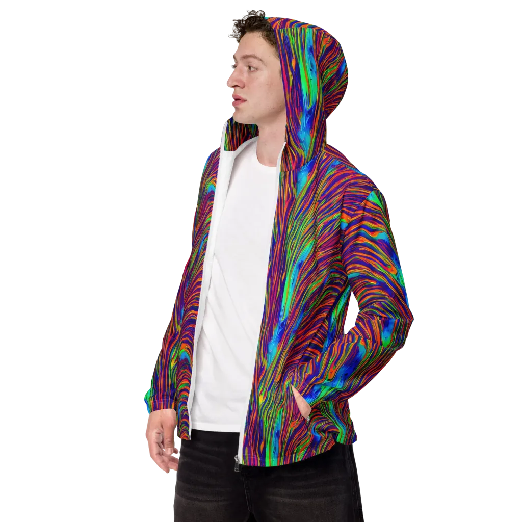 Lux Waves on Men's Windbreaker — Left Front