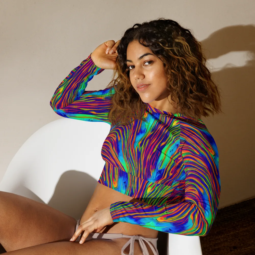 Lux Waves on Long Sleeve Crop Top — Left Front