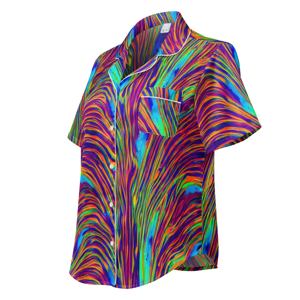 Lux Waves on Women's Short Sleeve Pajama Top — Left Front
