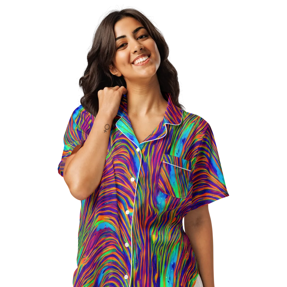 Lux Waves on Women's Short Sleeve Pajama Top — Front
