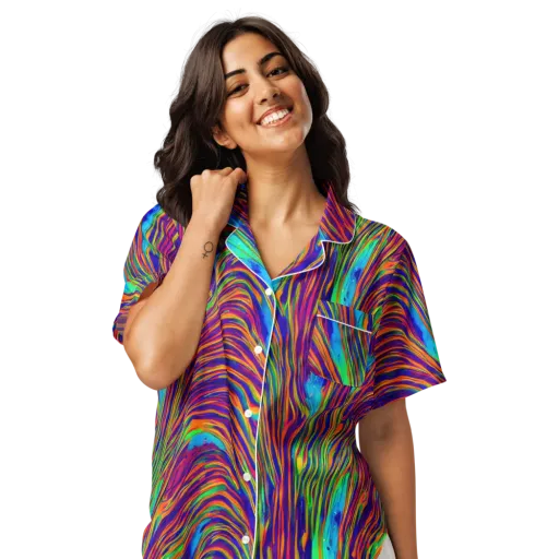Lux Waves on a Women's Short Sleeve Pajama Top