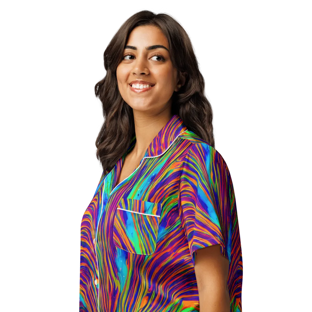 Lux Waves on Women's Short Sleeve Pajama Top — Left Front