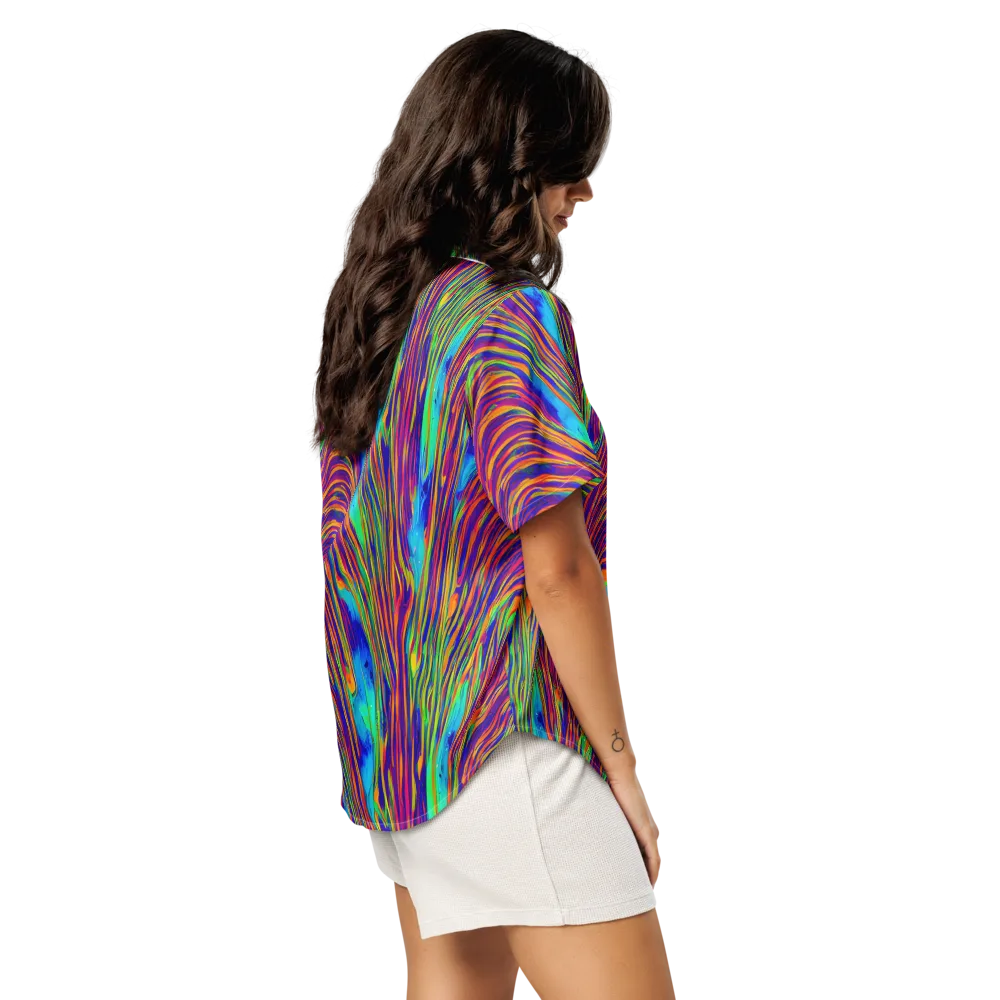 Lux Waves on Women's Short Sleeve Pajama Top — Right Back