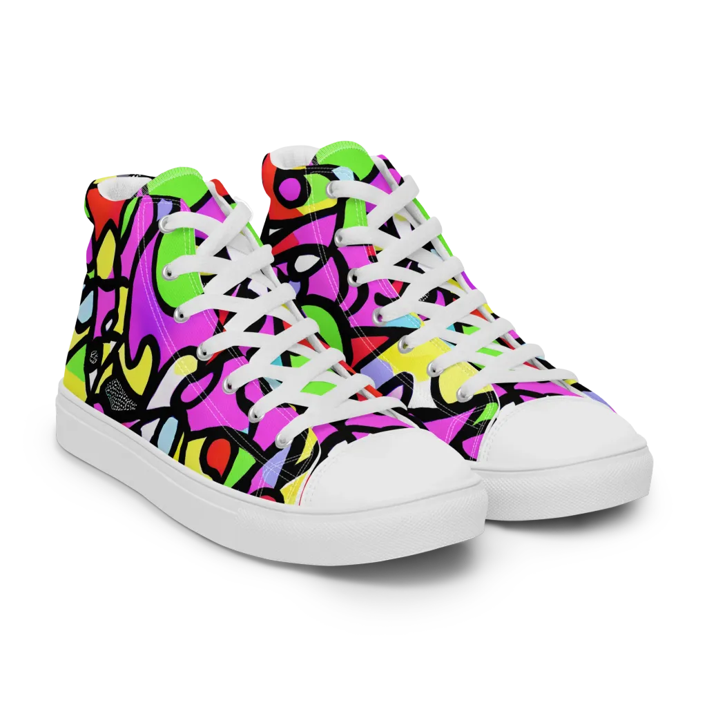 Vivid Serenade on Men's High Top Canvas Shoes — Right Front