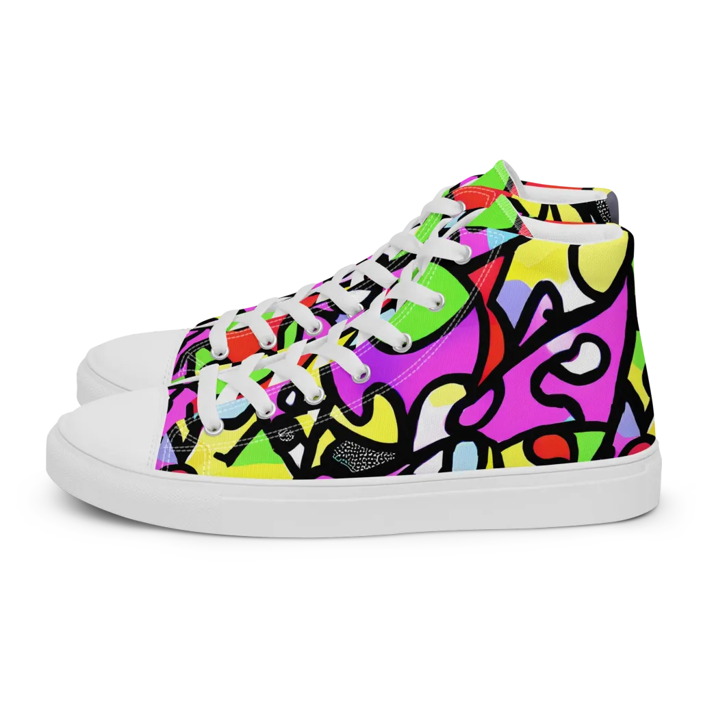 Vivid Serenade on Men's High Top Canvas Shoes — Left
