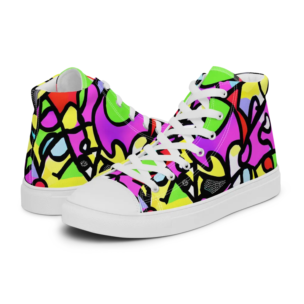 Vivid Serenade on Men's High Top Canvas Shoes — Left