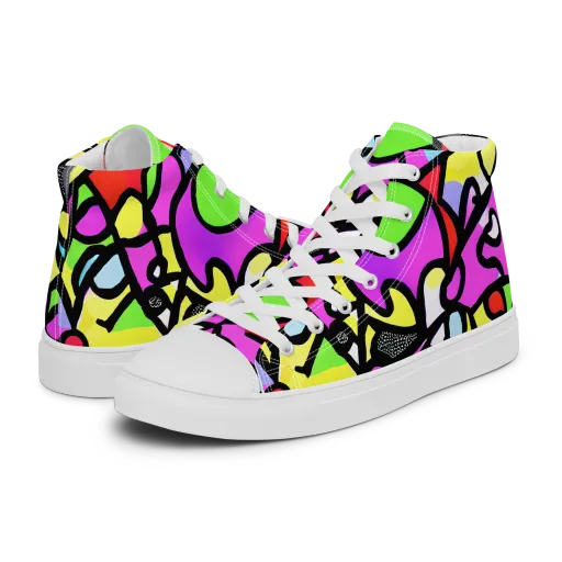 Vivid Serenade on a Men's High Top Canvas Shoes