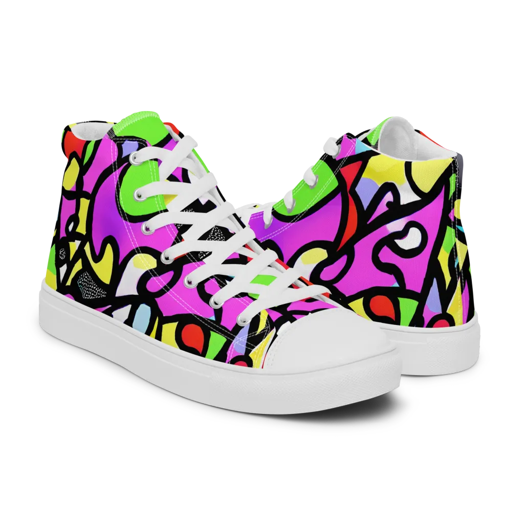 Vivid Serenade on Men's High Top Canvas Shoes — Right