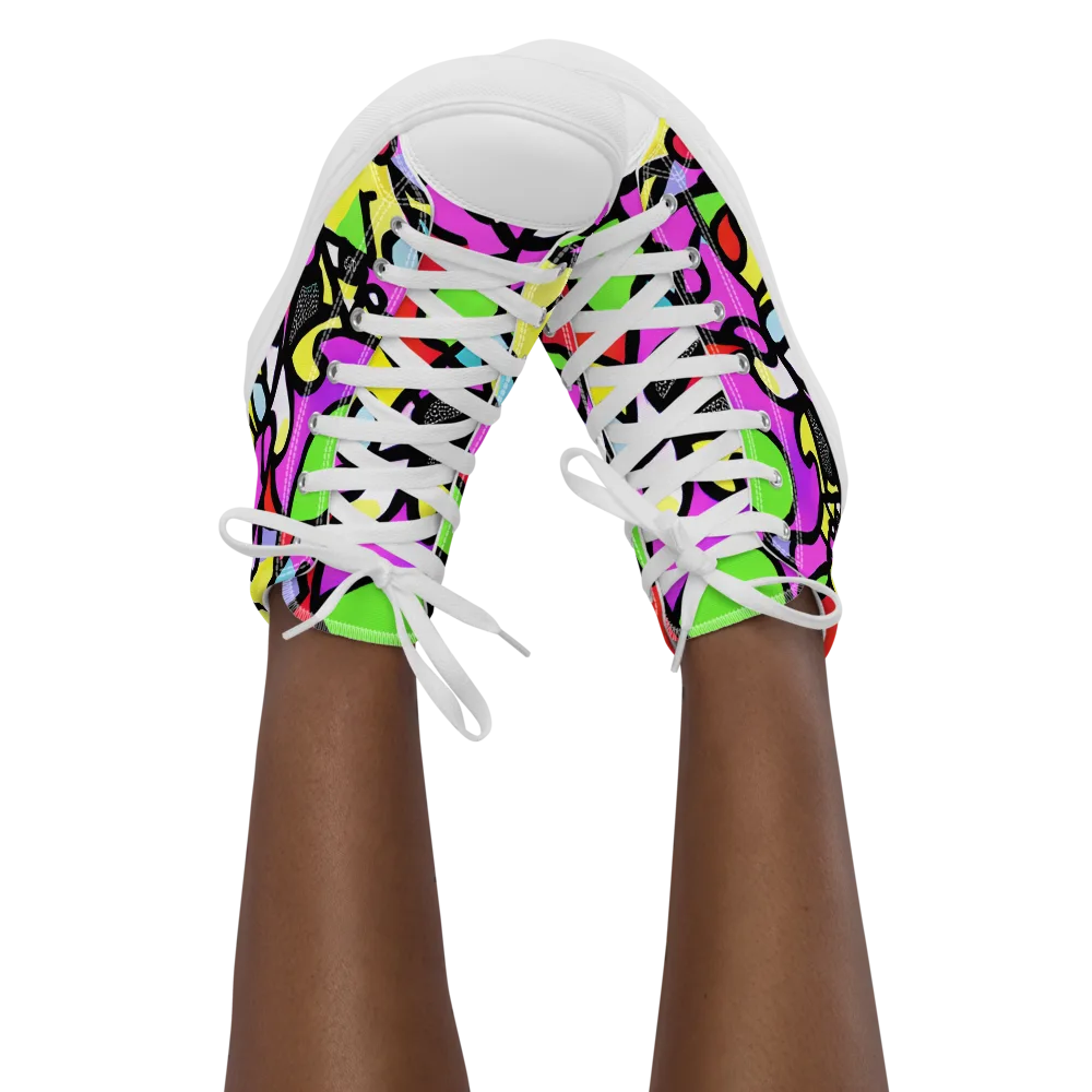 Vivid Serenade on Women's High Top Canvas Shoes — Front