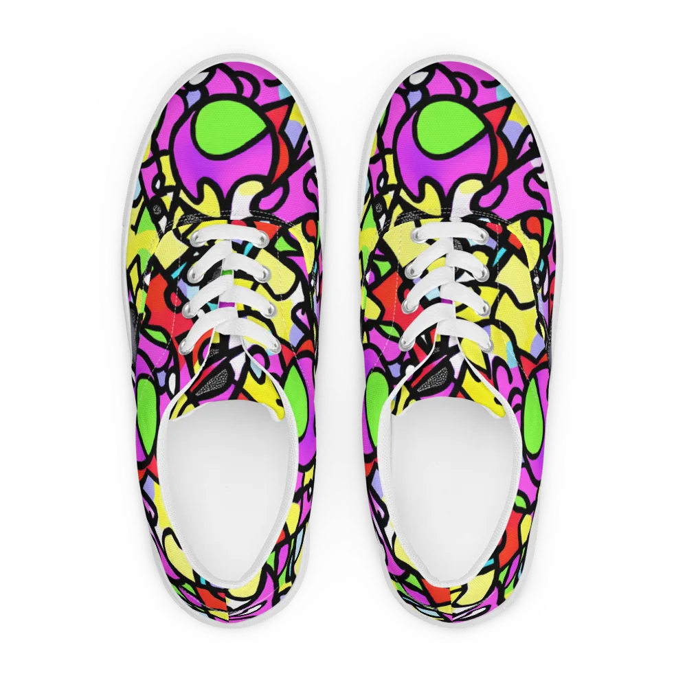Vivid Serenade on Men's Lace-Up Canvas Shoes — Front