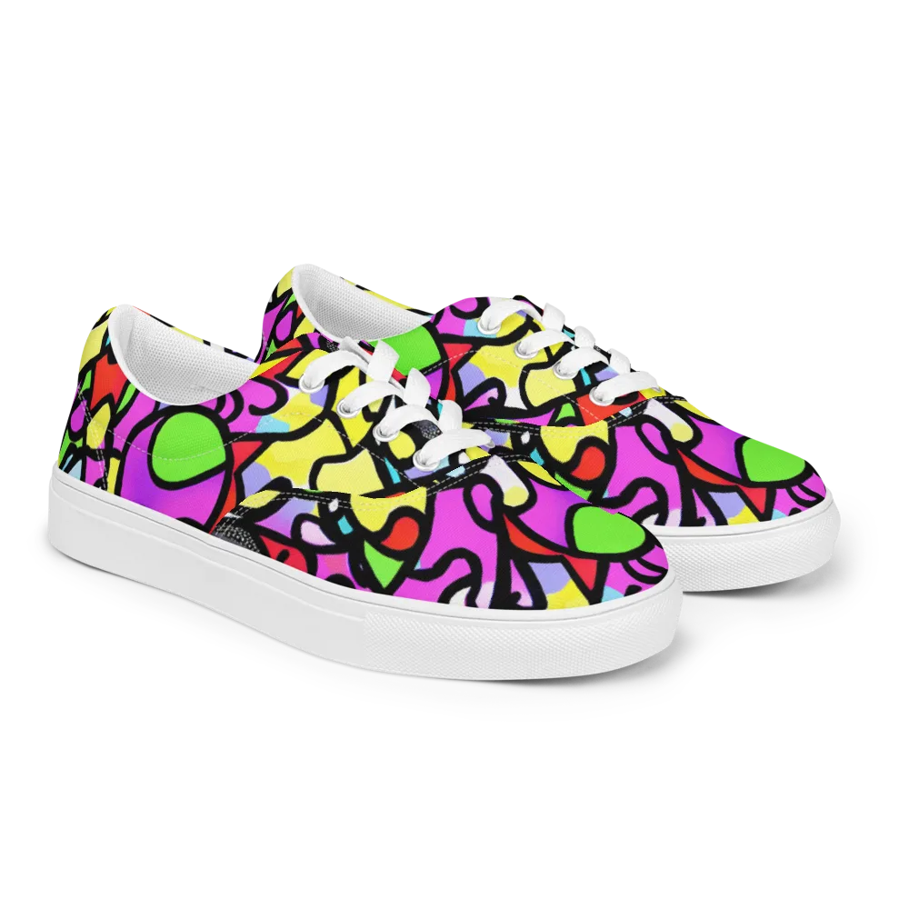 Vivid Serenade on Men's Lace-Up Canvas Shoes — Right Front
