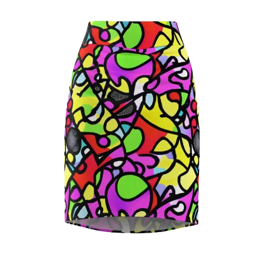 Vivid Serenade on a Pencil Skirt