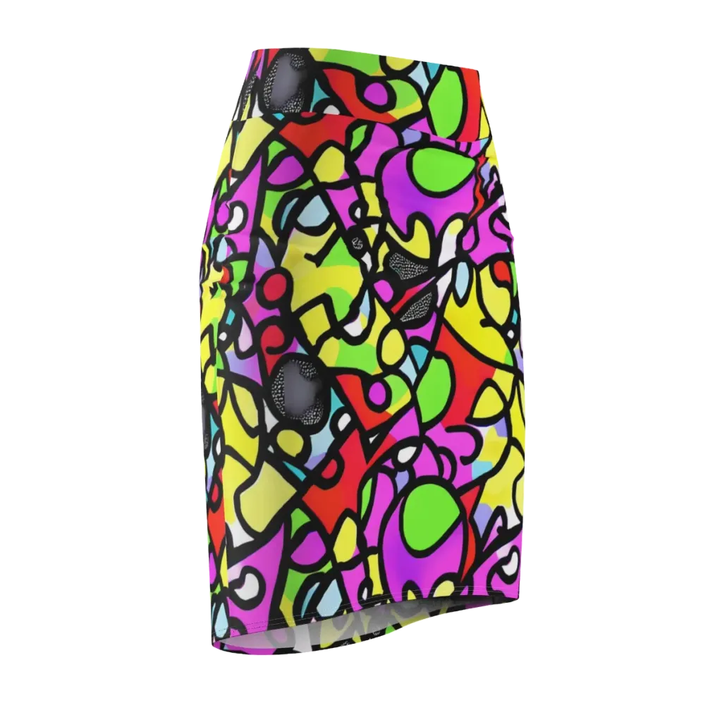 Vivid Serenade on Pencil Skirt — Front Side