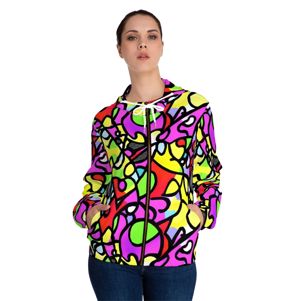 Vivid Serenade on Women's Full-Zip Hoodie — Front On Person