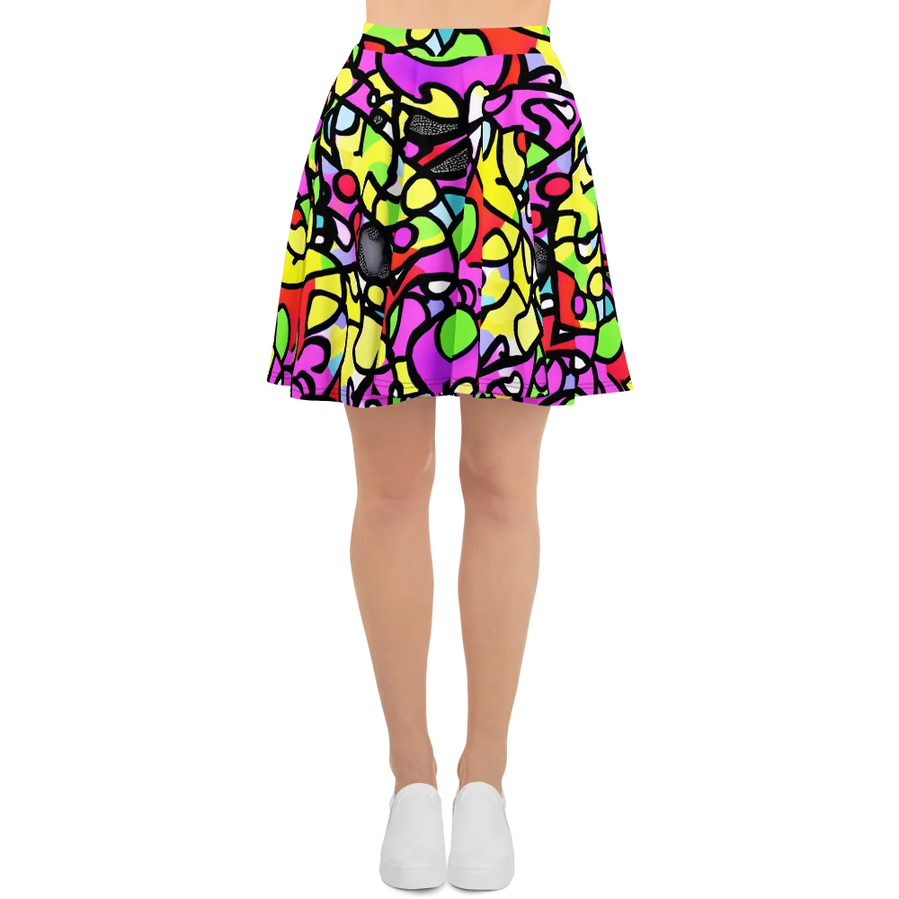 Vivid Serenade on Skater Skirt — Front