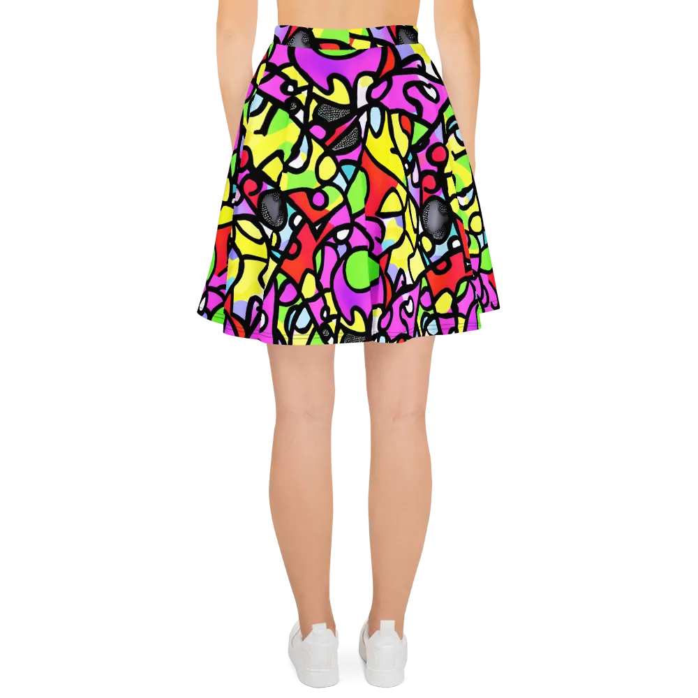 Vivid Serenade on Skater Skirt — Back