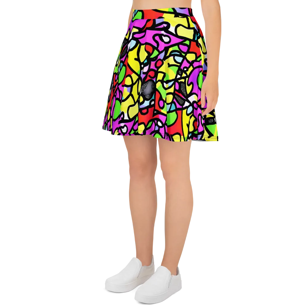 Vivid Serenade on Skater Skirt — Left