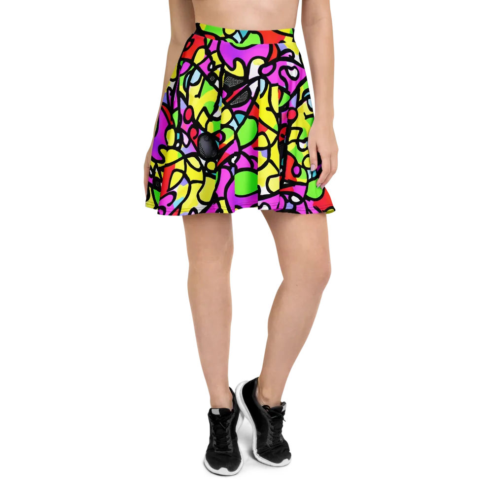 Vivid Serenade on Skater Skirt — Front