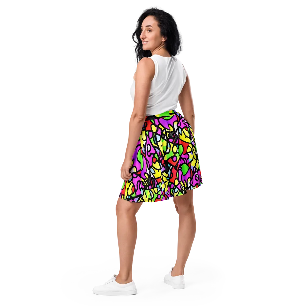 Vivid Serenade on Skater Skirt — Back