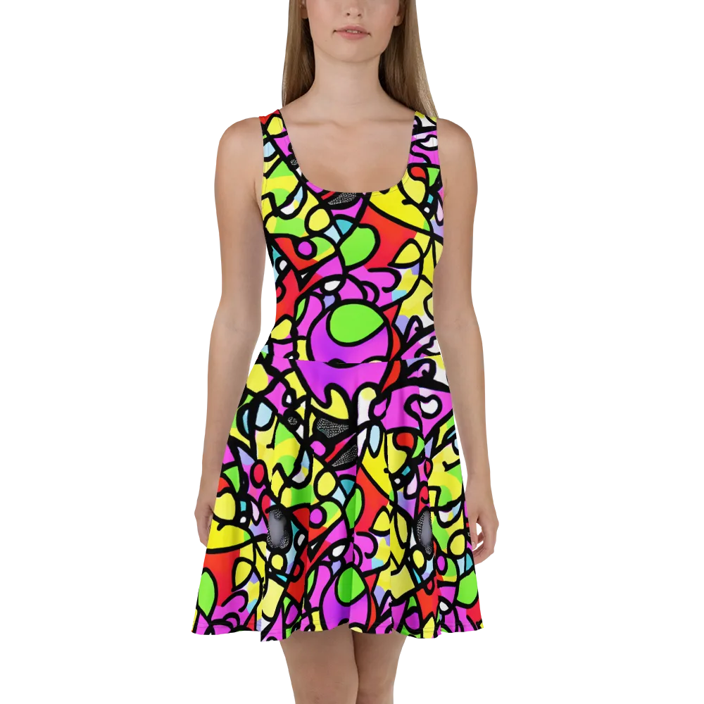Vivid Serenade on Skater Dress — Front