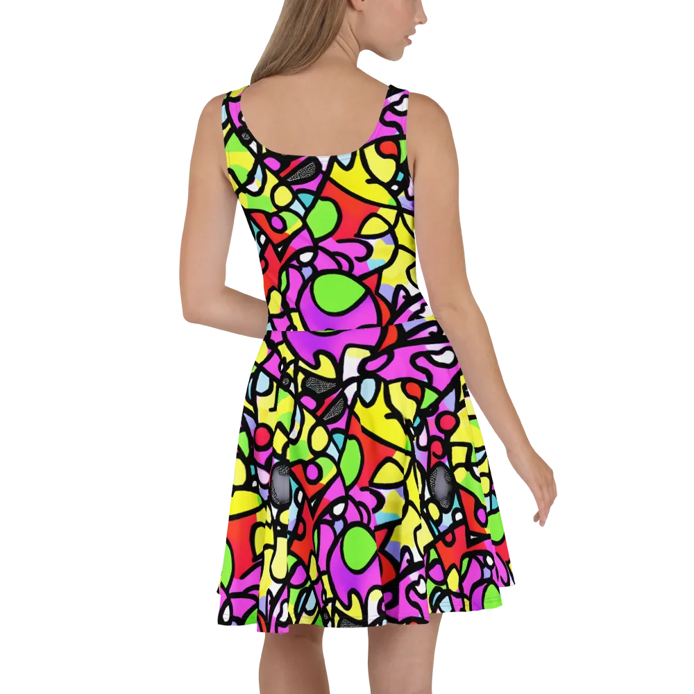 Vivid Serenade on Skater Dress — Back