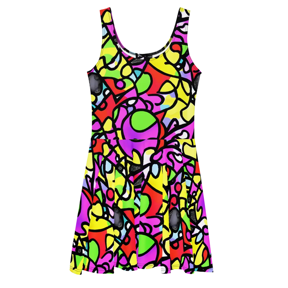 Vivid Serenade on Skater Dress — Front