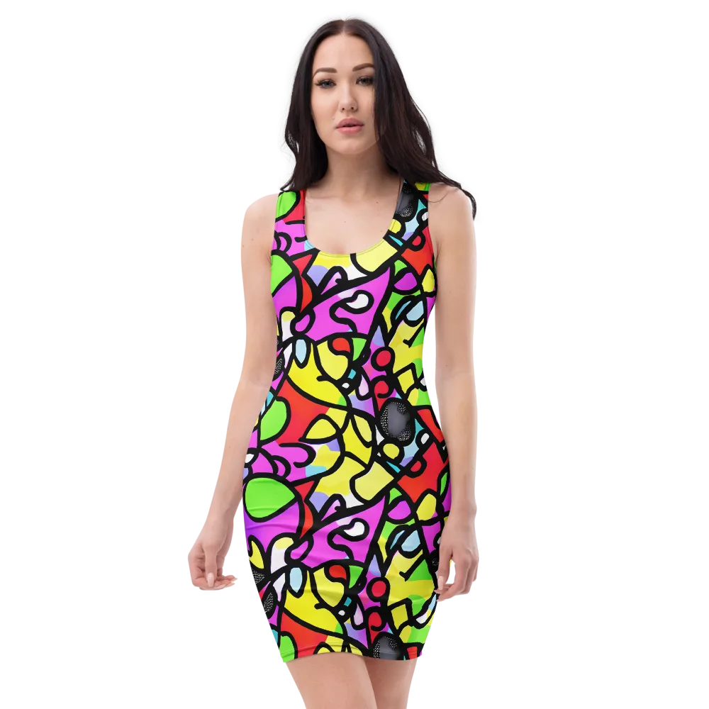 Vivid Serenade on Bodycon Dress — Front