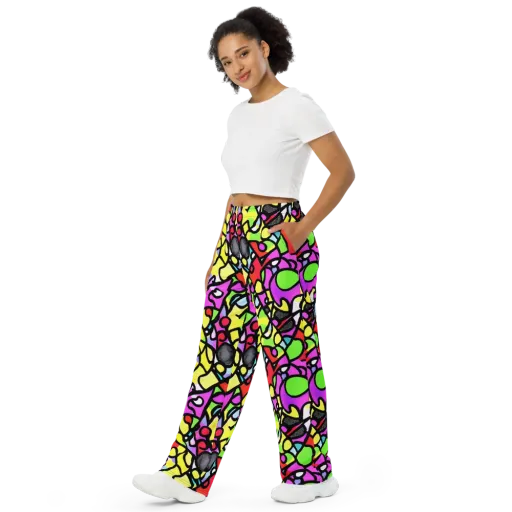 Vivid Serenade on a Wide-Leg Pants