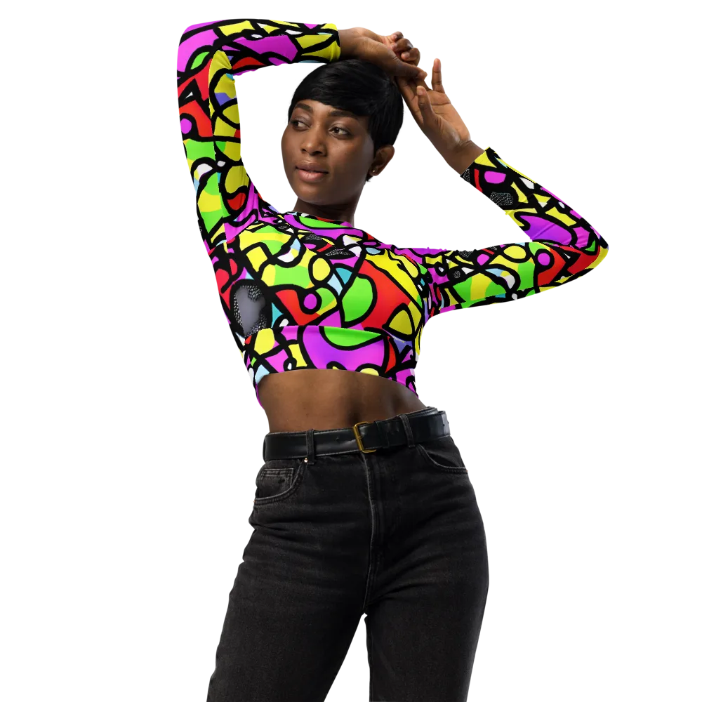Vivid Serenade on Long Sleeve Crop Top — Front