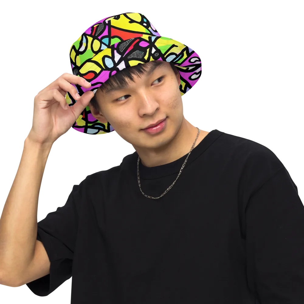Vivid Serenade on Reversible Bucket Hat — Front Inside