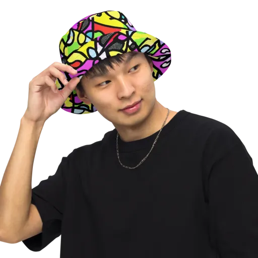 Vivid Serenade on a Reversible Bucket Hat