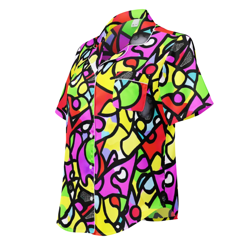 Vivid Serenade on Women's Short Sleeve Pajama Top — Left Front