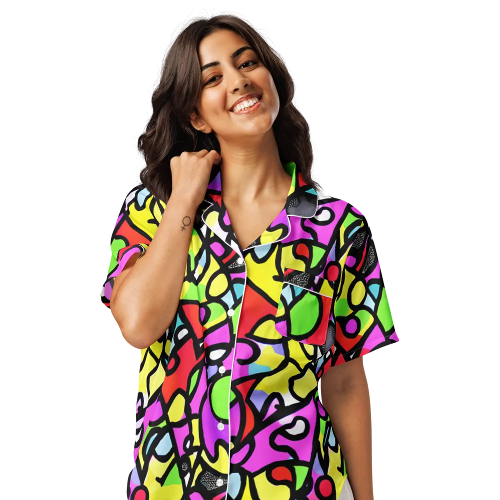 Vivid Serenade on Women's Short Sleeve Pajama Top — Front