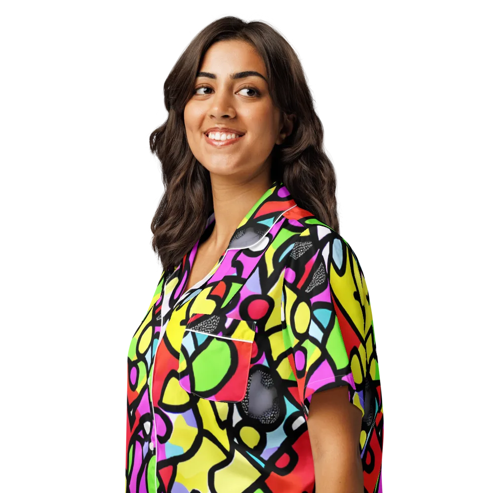 Vivid Serenade on Women's Short Sleeve Pajama Top — Left Front