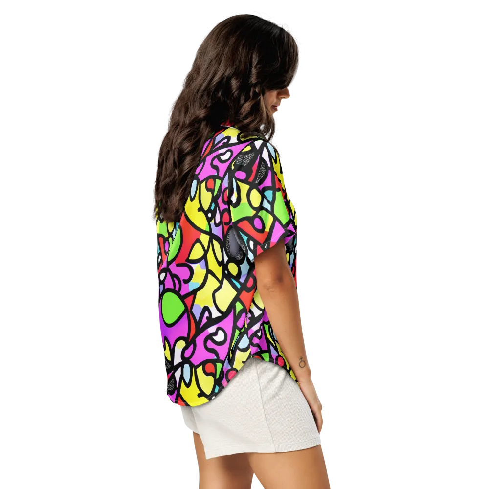 Vivid Serenade on Women's Short Sleeve Pajama Top — Right Back