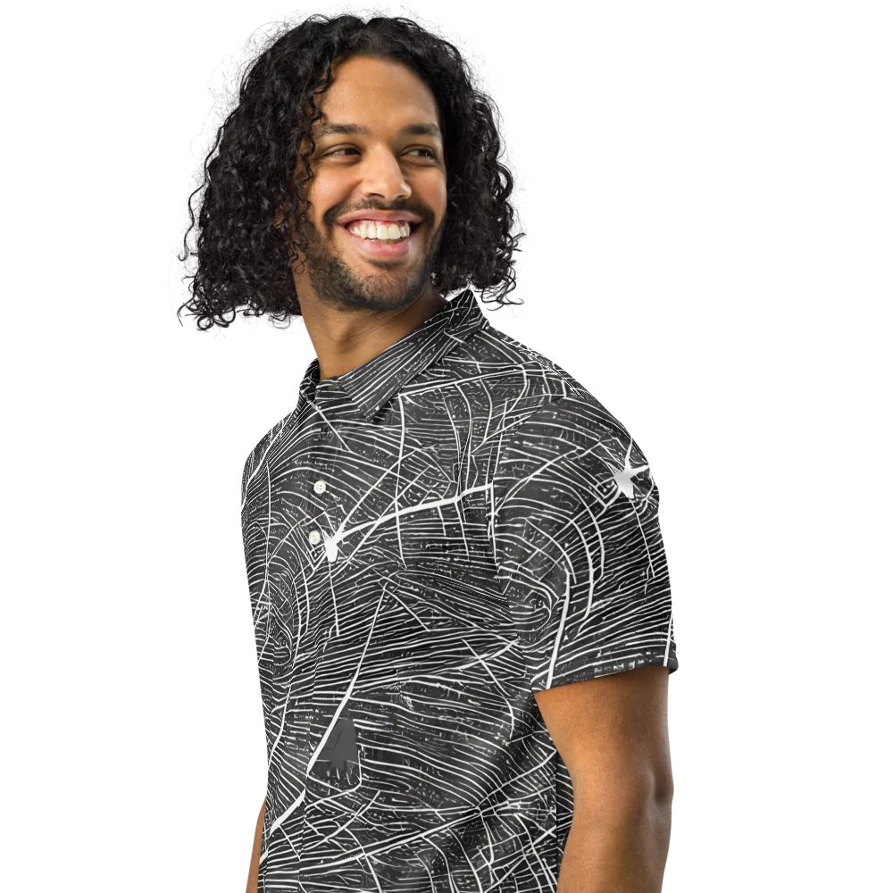 Silver Echo on Men's Slim Fit Polo Shirt — Left Front