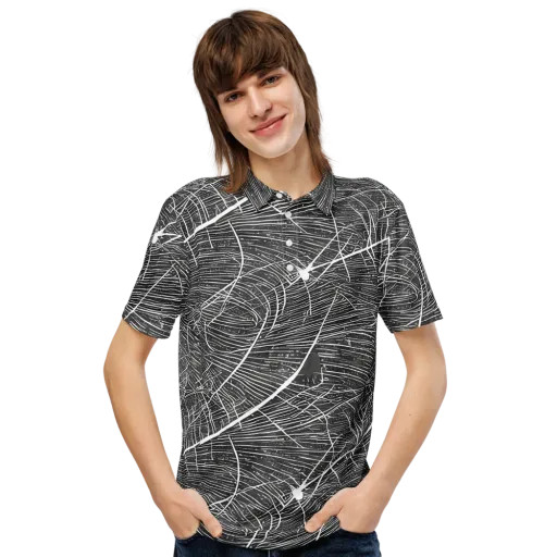 Silver Echo on a Men's Slim Fit Polo Shirt