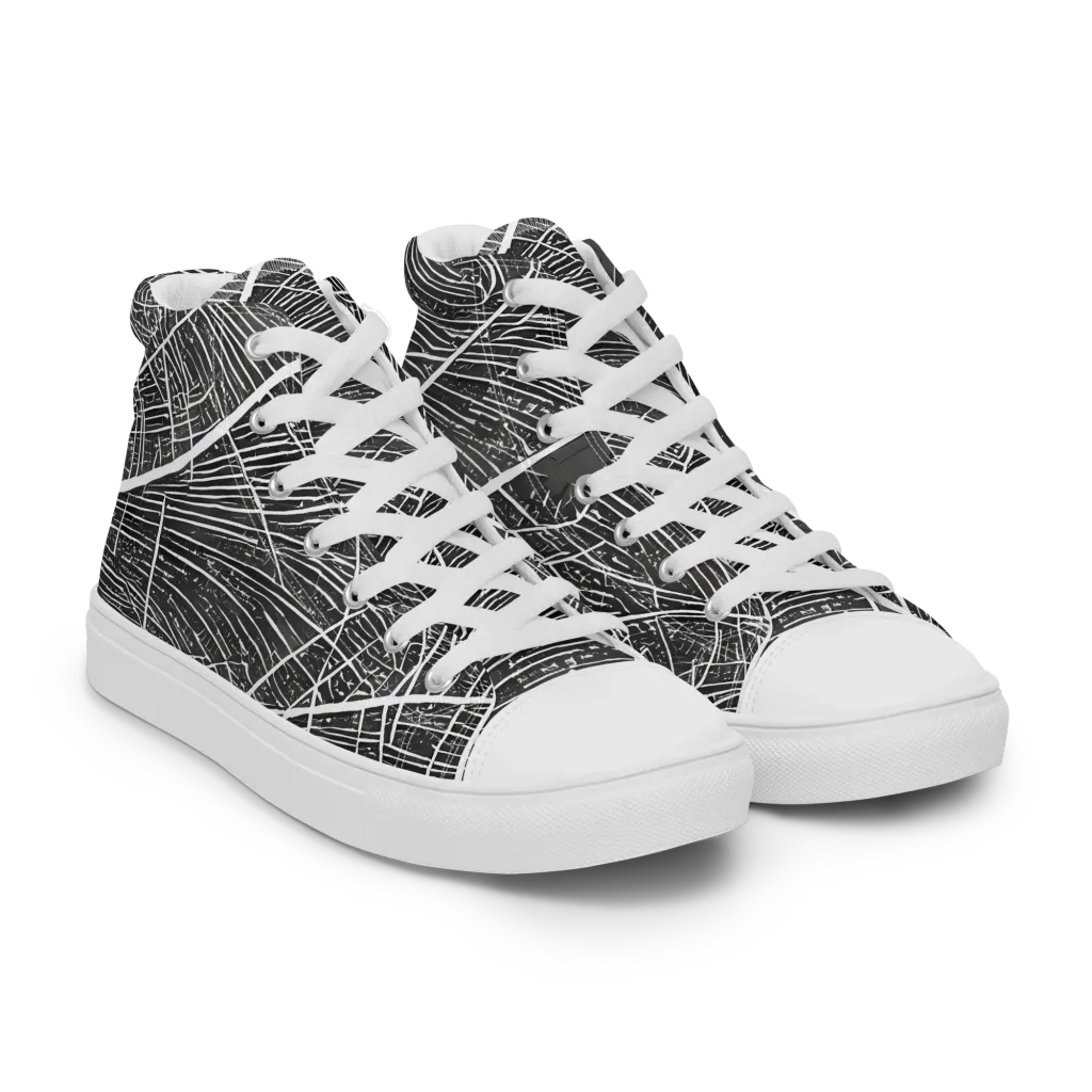 Silver Echo on Men's High Top Canvas Shoes — Right Front