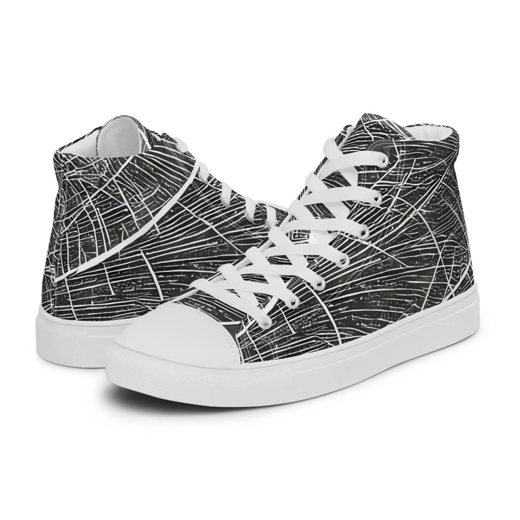 Silver Echo on Men's High Top Canvas Shoes — Left