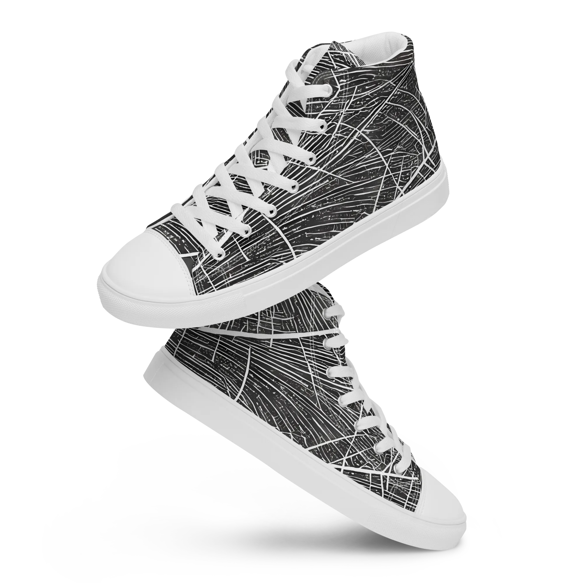 Silver Echo on Men's High Top Canvas Shoes — Front