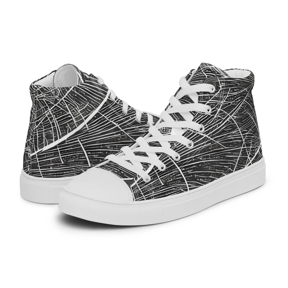 Silver Echo on Women's High Top Canvas Shoes — Left